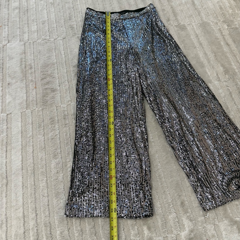 Code X Mode Sequence Silver Wide-Leg Cropped Pant… - image 2